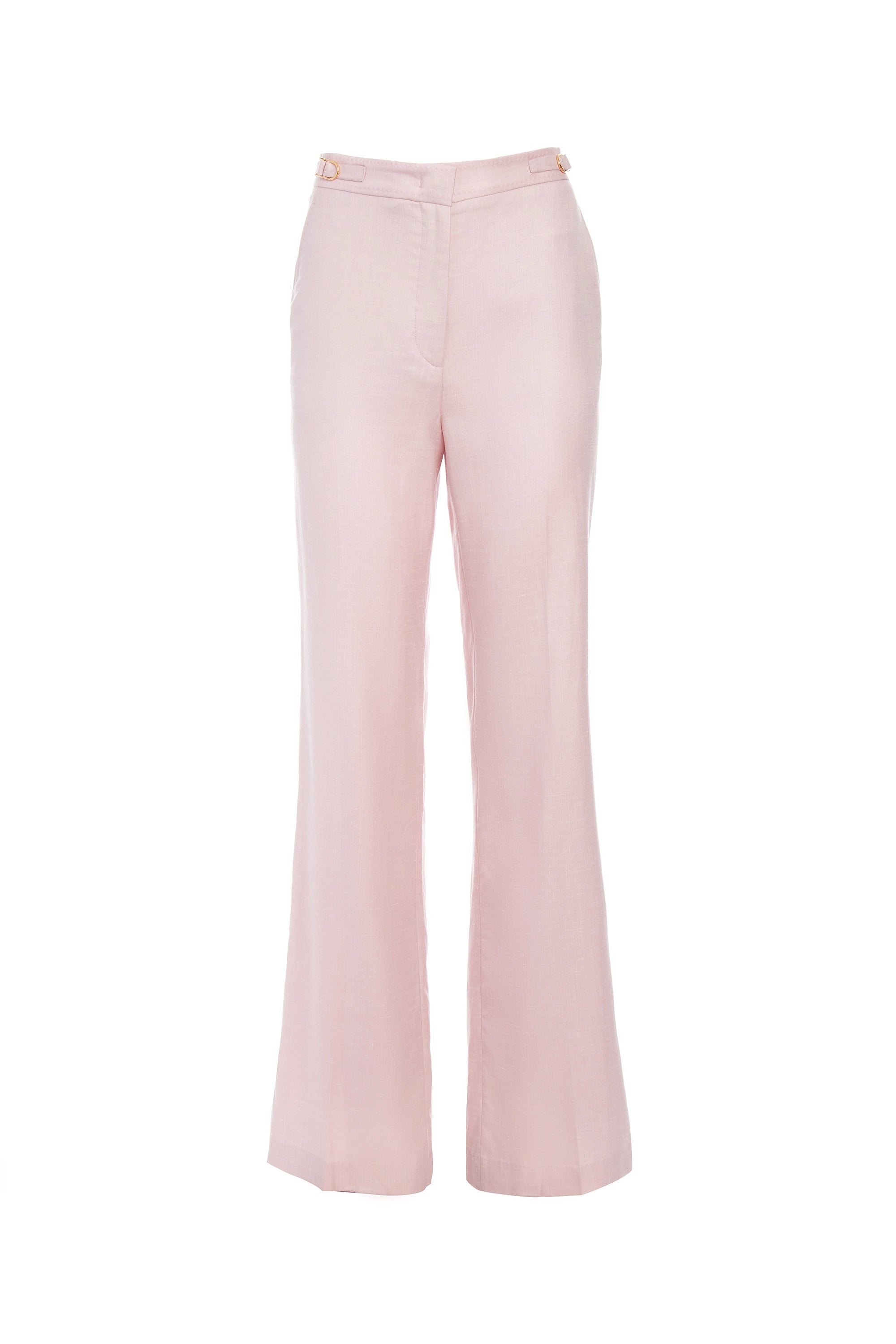 Vesta Pant in Blush Virgin Wool and Silk Linen Twill