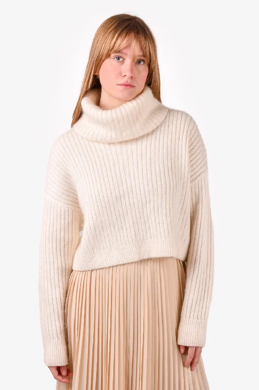 3.1 Phillip Lim Cream Wool/Mohair Blend Cropped Turtleneck Size M