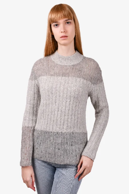 3.1 Phillip Lim Grey Wool Blend Striped Sweater Size S