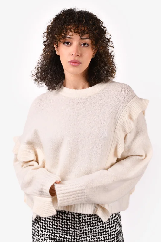 3.1 Phillip Lim White Wool Ruffle Detailed Sweater Size S