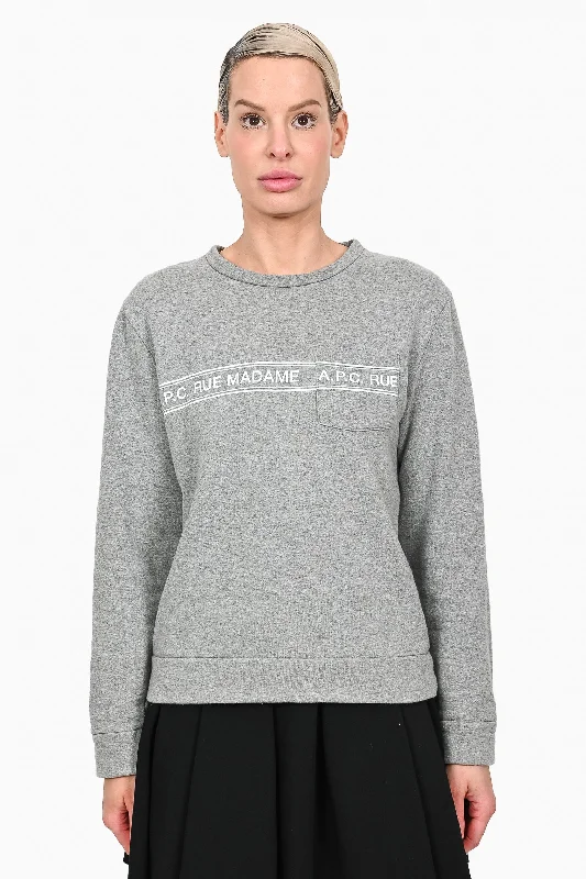 A.P.C. Grey Cotton 'Rue Madame' Crewneck Sweater Size S