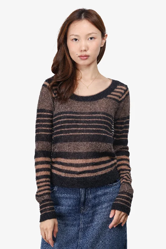 Acne Studios Brown/Black Wool/Alpaca Stripped Long-Sleeve Sweater Size X-Small