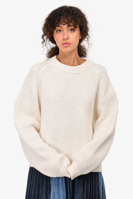 Acne Studios White Chunky Cotton Knit Sweater Size L