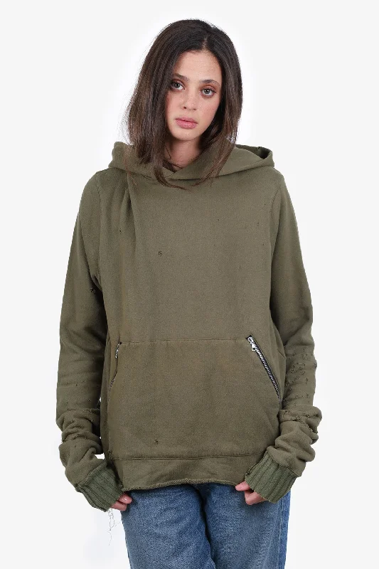 Amiri Green Shotgun Distressed Hoodie Size S