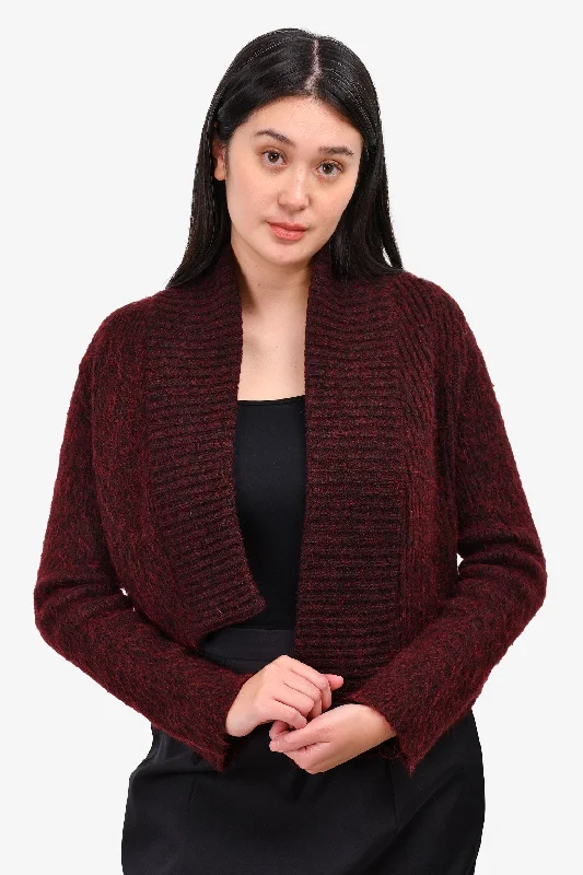 Ann Demeulemeester Burgundy Wool Cropped Cardigan Size 36