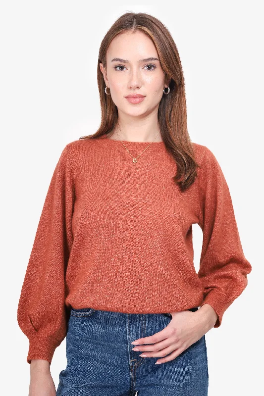 Autumn Burnt Orange Cashmere/Silk Sweater Size XS