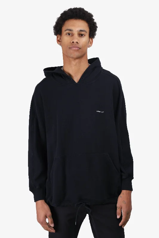 Balenciaga Black Cotton Logo Print Hoodie Size S Mens