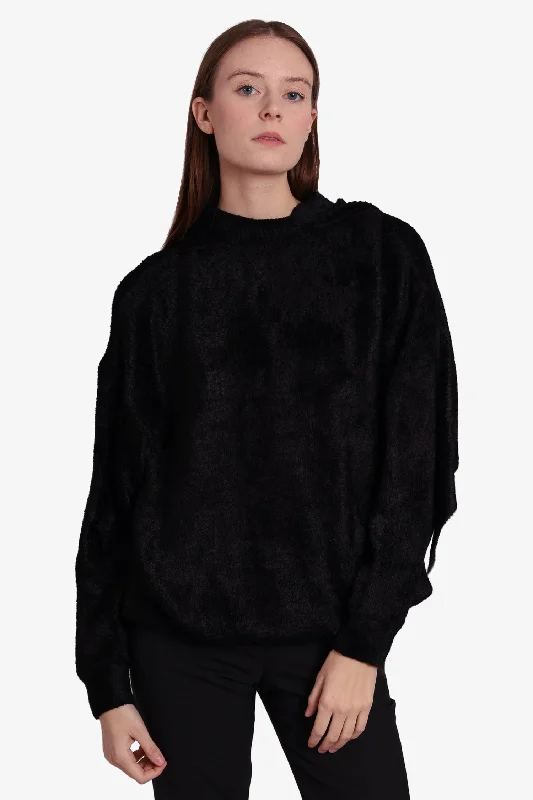 Balenciaga Black Cut Out Sweater with Wrap Size 40