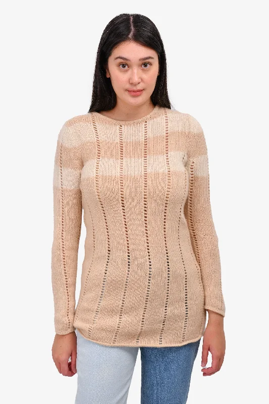 Balmain Peach/Cream Striped Cashmere Sweater Est Size XS