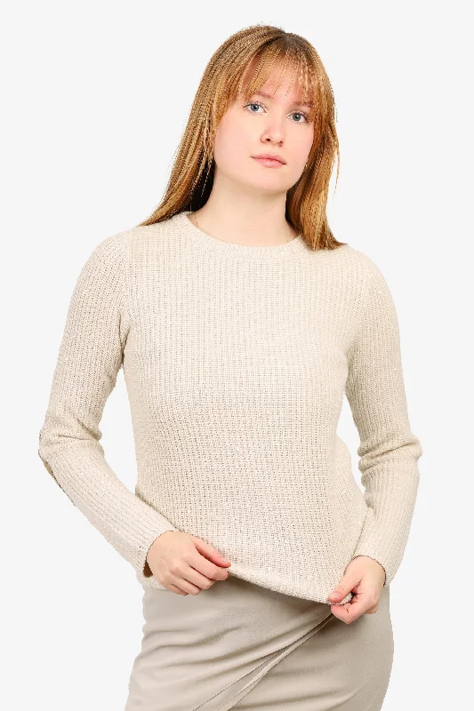 Brunello Cucinelli Beige Cashmere Sequin Knit Sweater Size M