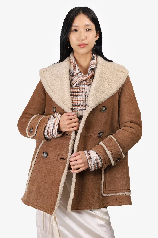 Burberry Brit Brown Shearling Coat Size 2