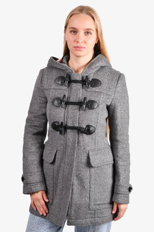 Burberry Brit Grey Wool Toggle Closure Coat Size 6