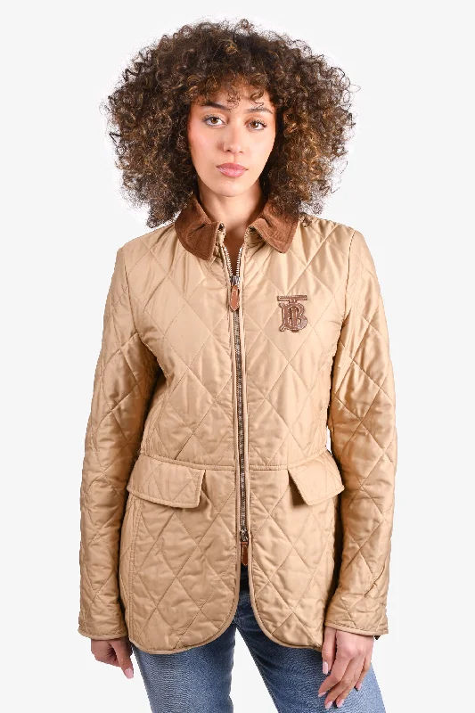 Burberry Brown Quilted Collar Zip-Up Jacket Size M