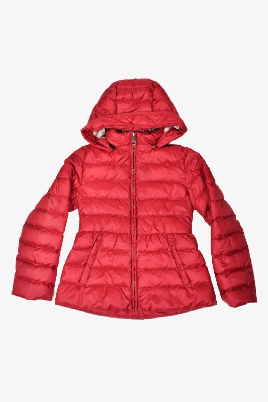 Burberry Children Red Nylon Puffer Coat Size 10Y