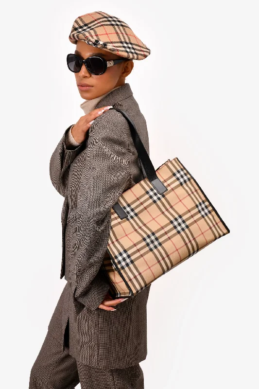 Burberry Coated Canvas Nova Check Tote (As Is)