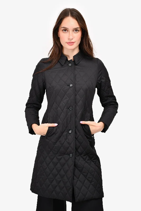 Burberry London Black Quilted Coat Size S