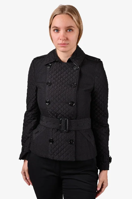 Burberry London Black Quilted Jacket Size 4