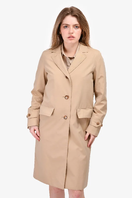 Burberry London Cream Long Farringdon Trench Coat Size 4 US