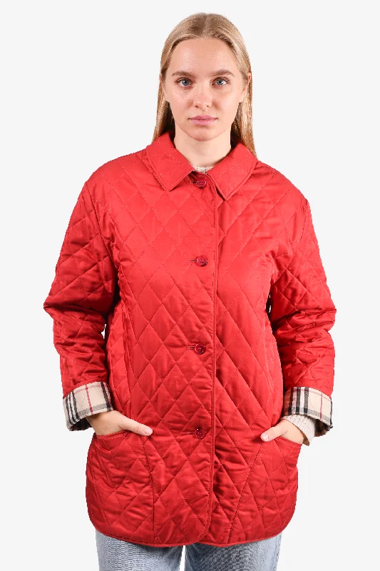 Burberry London Red Quilted Jacket Est. Size S/M