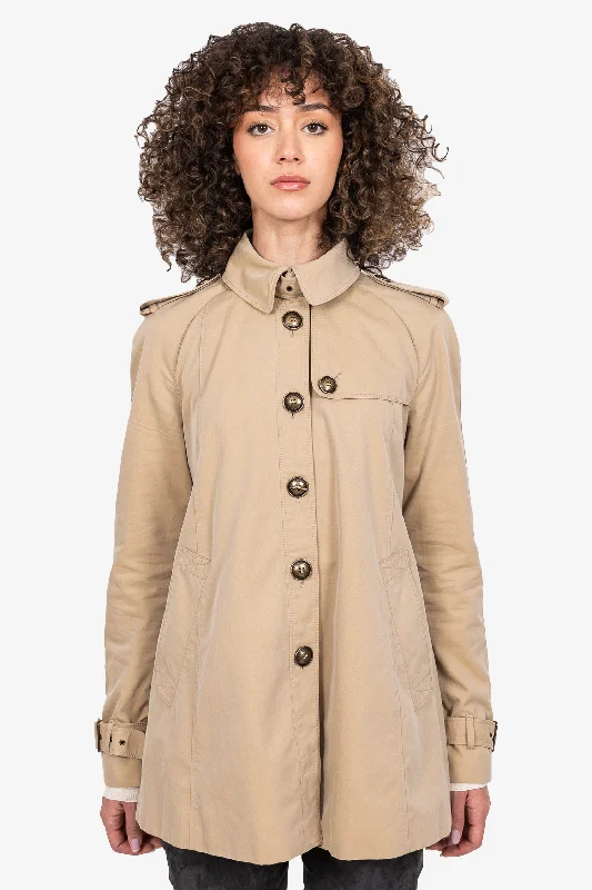 Burberry London Tan Short Trench Coat Size 8