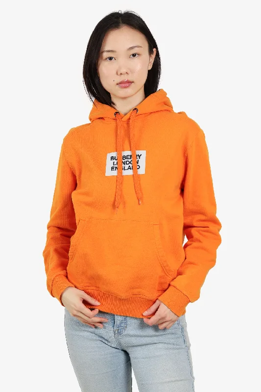 Burberry Orange Cotton 'Farrows' Hoodie Size X-Small