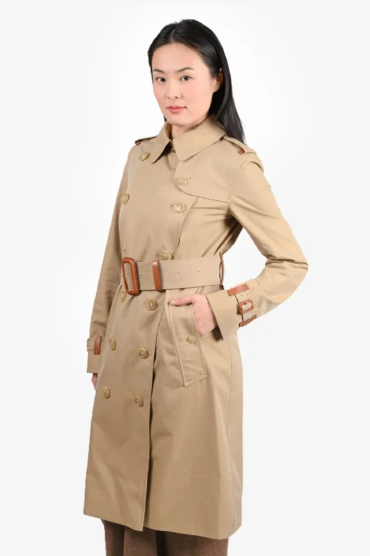 Burberry Tan Double Breasted Trench Coat Size 4