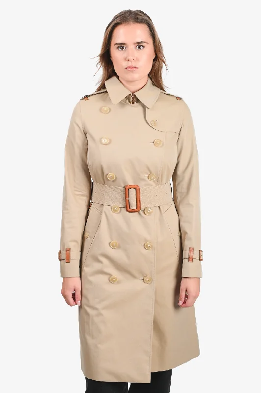 Burberry Tan Long 'Kensington' Trench Coat Size 2