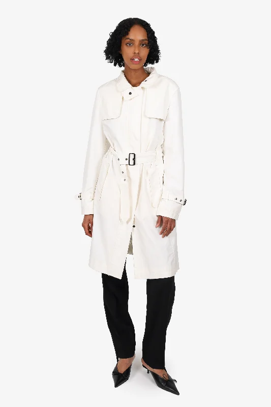 Burberry White Nylon Trench Coat Size 8