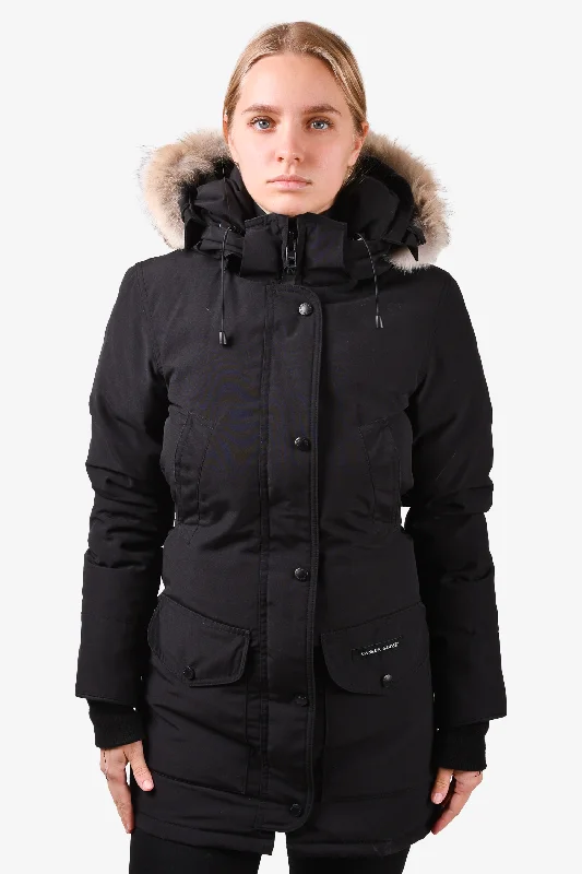 Canada Goose Black Down Parka with Fur Trim Hood Size XXS