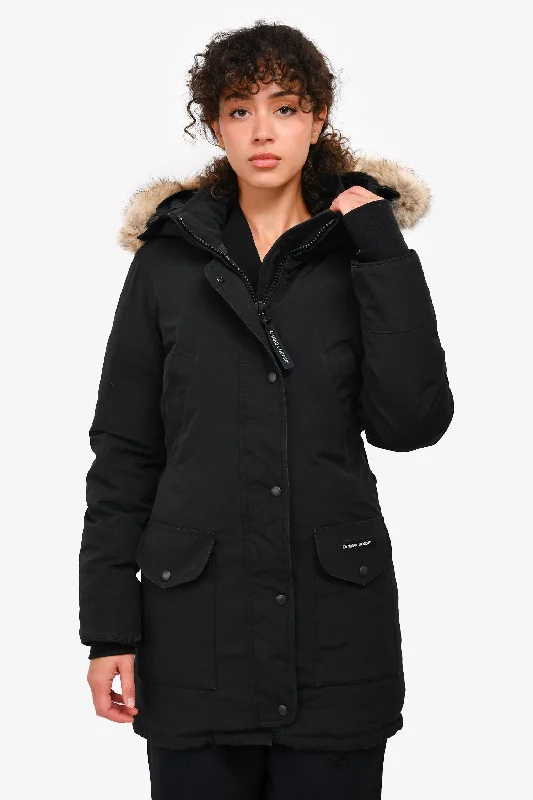 Canada Goose Black Down Puffer Jacket with Fur Hood Size XS