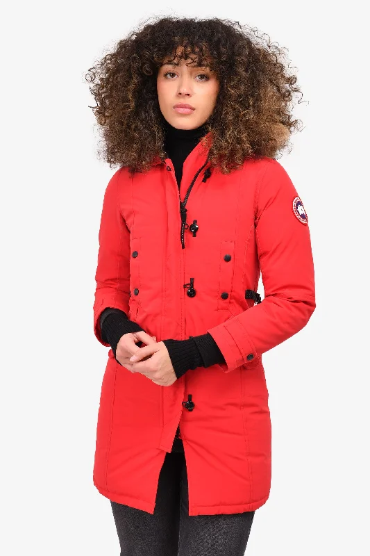 Canada Goose Red Down Jacket with Detachable Fur Hood Size XXS