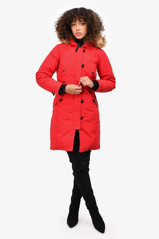 Canada Goose Red Down Parka with Removable Fur Hood Size XS