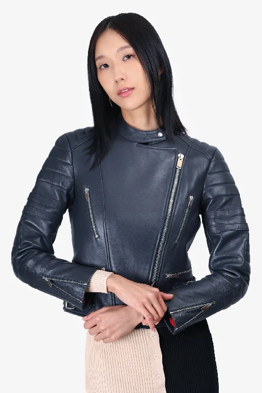 Celine Black Leather Biker Jacket Size 38