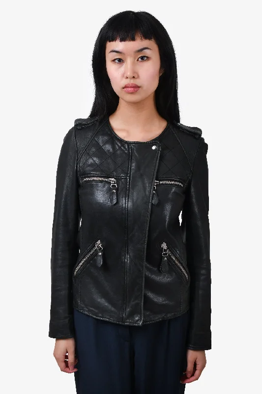 Isabel Marant Black Leather Biker Jacket Size 34