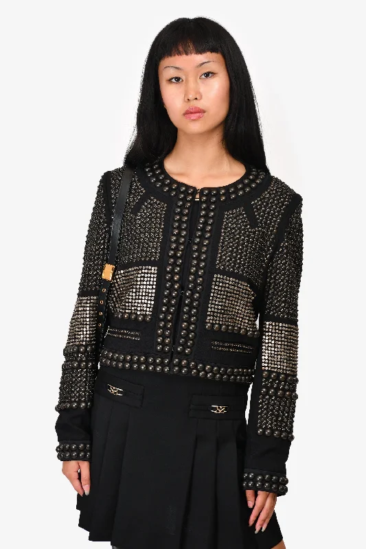 Isabel Marant Black Wool Studded 'Jayna' Evening Jacket Size 36