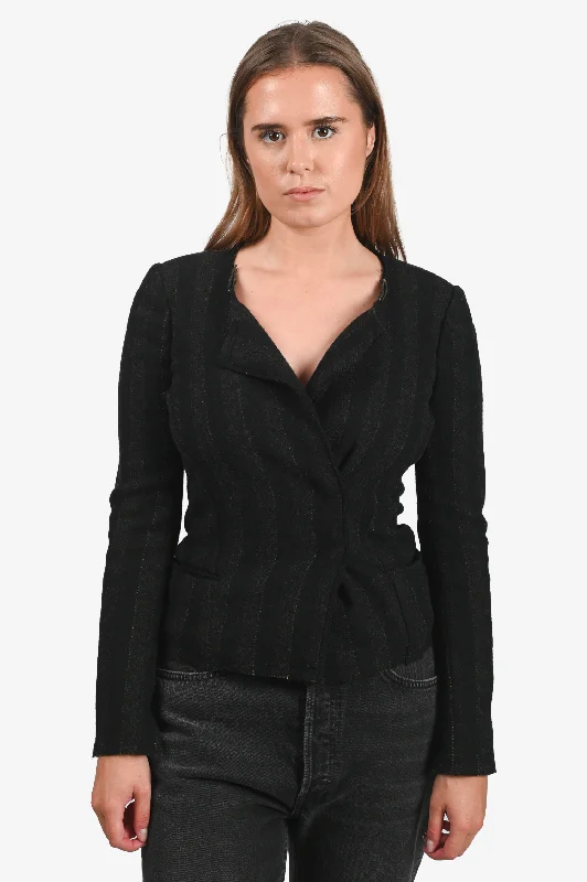 Isabel Marant Etoile Black Wool Striped Jacket Size 36