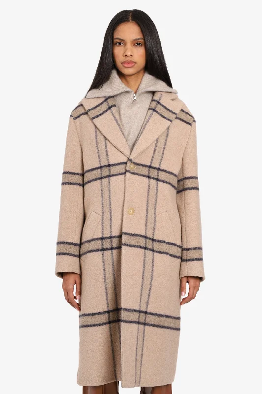 Jacquemus Beige Wool Check Coat Size 32