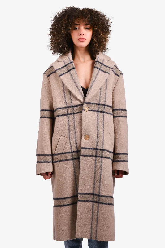 Jacquemus 'L'Annee 97' Beige Plaid Wool Coat Size 34