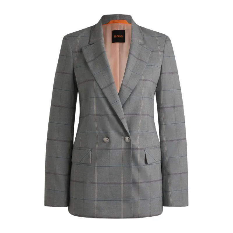 Double-breasted jacket in checked stretch fabric