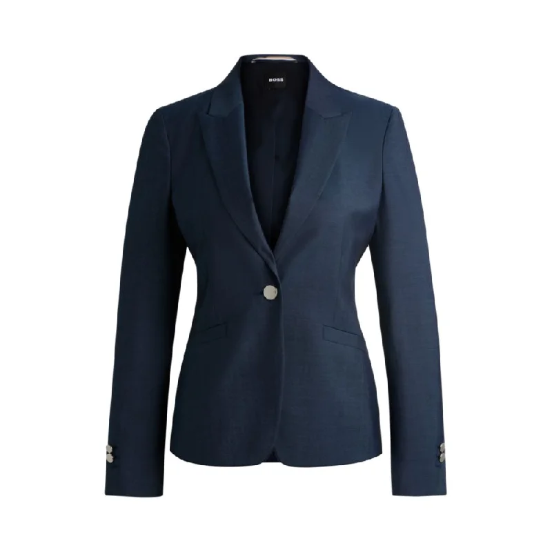 Slim-fit jacket in denim-effect wool twill