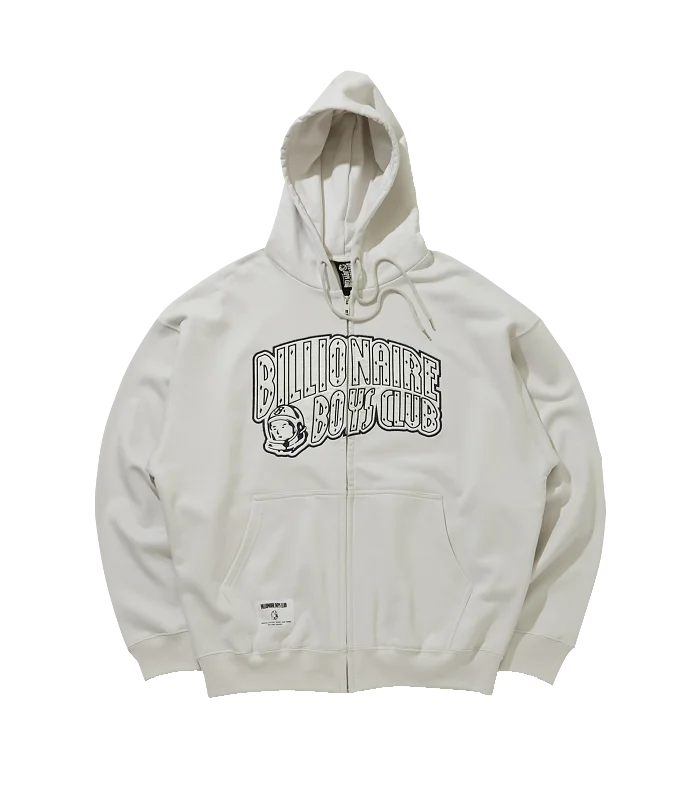 APPLIQUE ARCH LOGO ZIP THROUGH HOOD - GREY