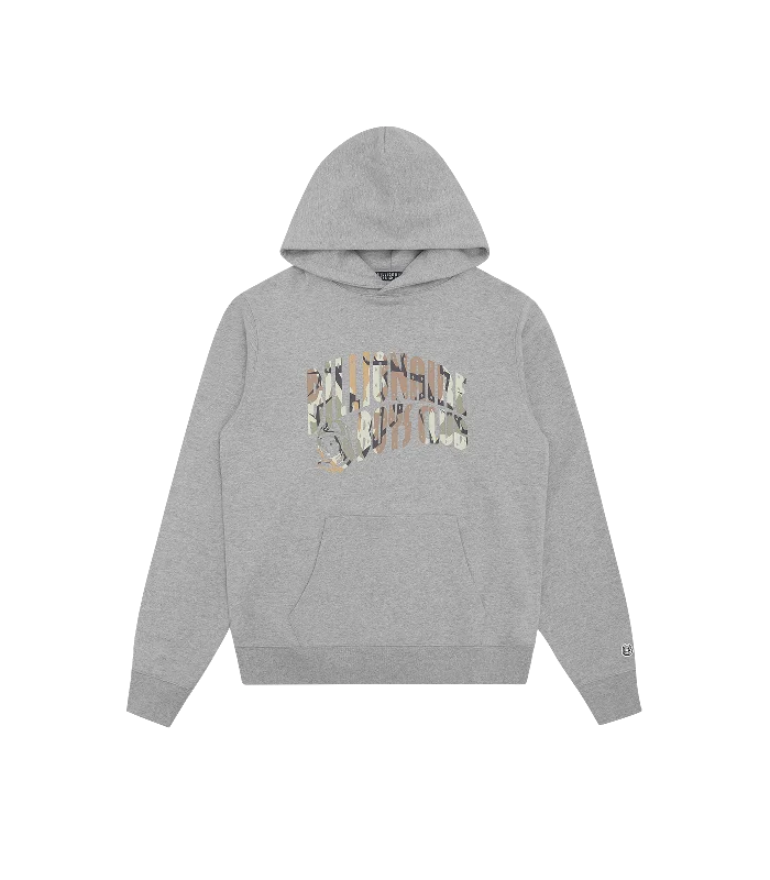 CAMO ARCH LOGO POPOVER HOOD - HEATHER GREY