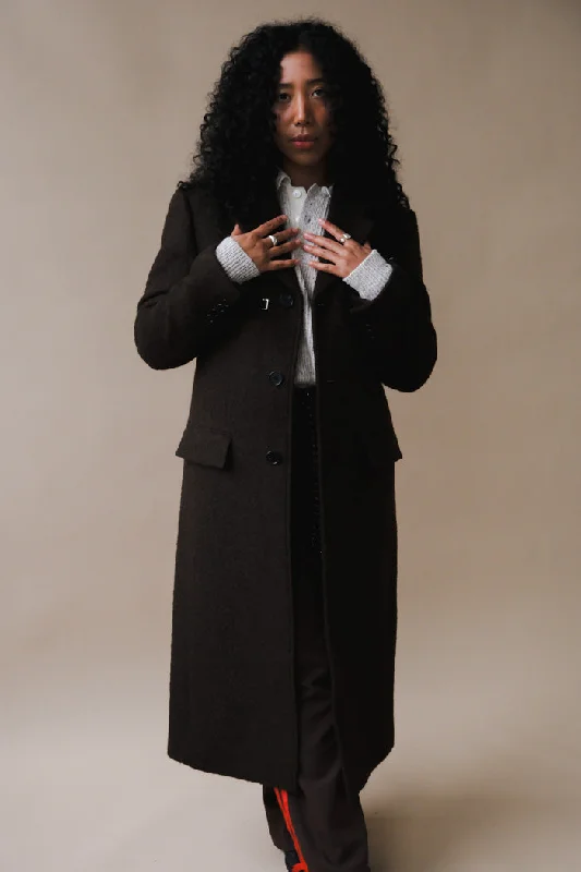 UNISEX 2-WAY 3 BUTTON BOUCLE WOOL COAT