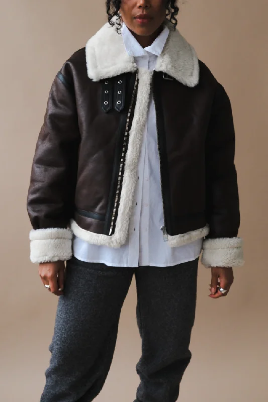 UNISEX LOOSE FIT LINE SHEARLING JACKET