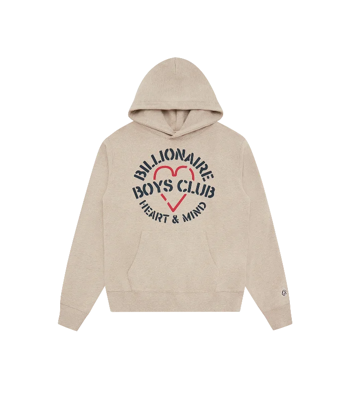 HEART & MIND STENCIL LOGO POPOVER HOOD - OAT MARL