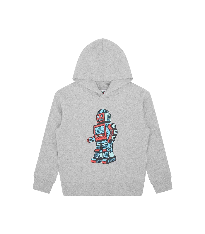 KIDS WALKING ROBOT POPOVER HOOD - HEATHER GREY