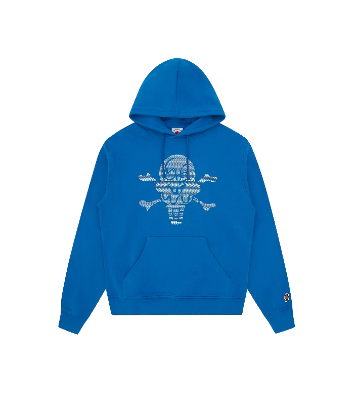 RHINESTONE CONES & BONES POPOVER HOOD - BLUE