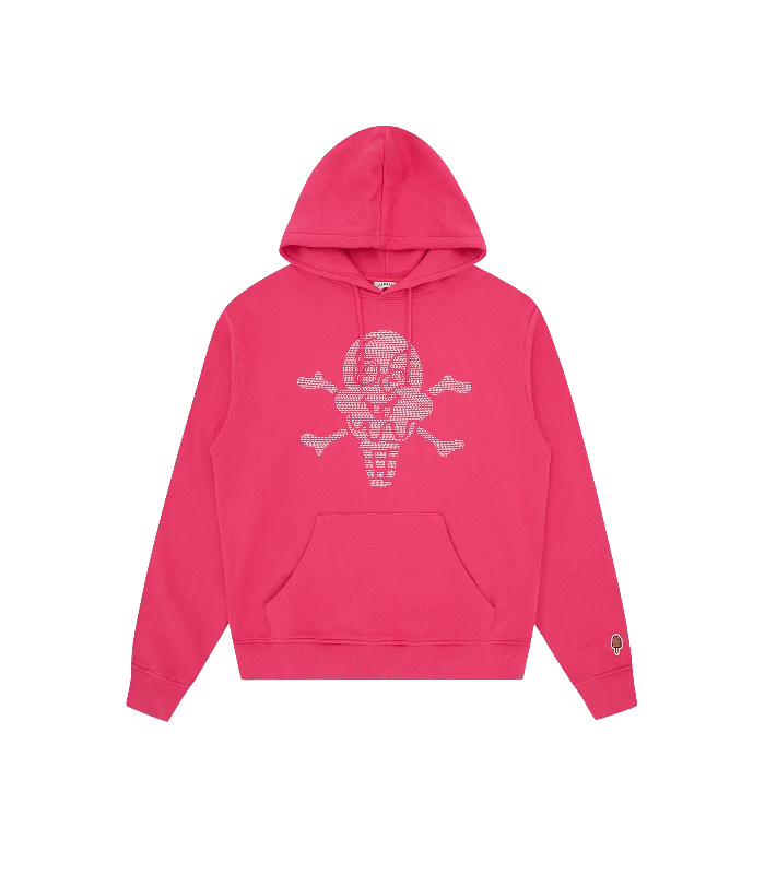 RHINESTONE CONES & BONES POPOVER HOOD - PINK