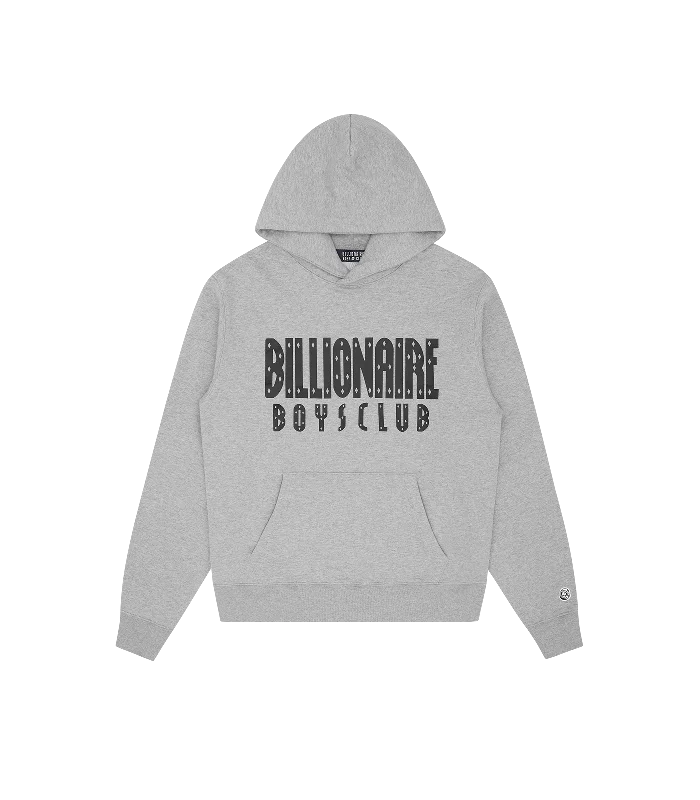 STRAIGHT LOGO POPOVER HOOD - HEATHER GREY