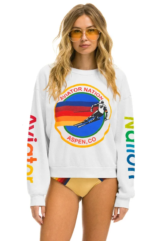 AVIATOR NATION ASPEN RELAXED CREW SWEATSHIRT - WHITE